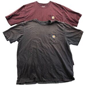 2 Carhartt Mens Work T-Shirt 2XLT Lot Of Two Short  Sleeve Casual Pocket Tee
